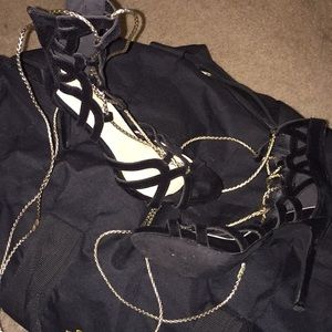 Black strap heels